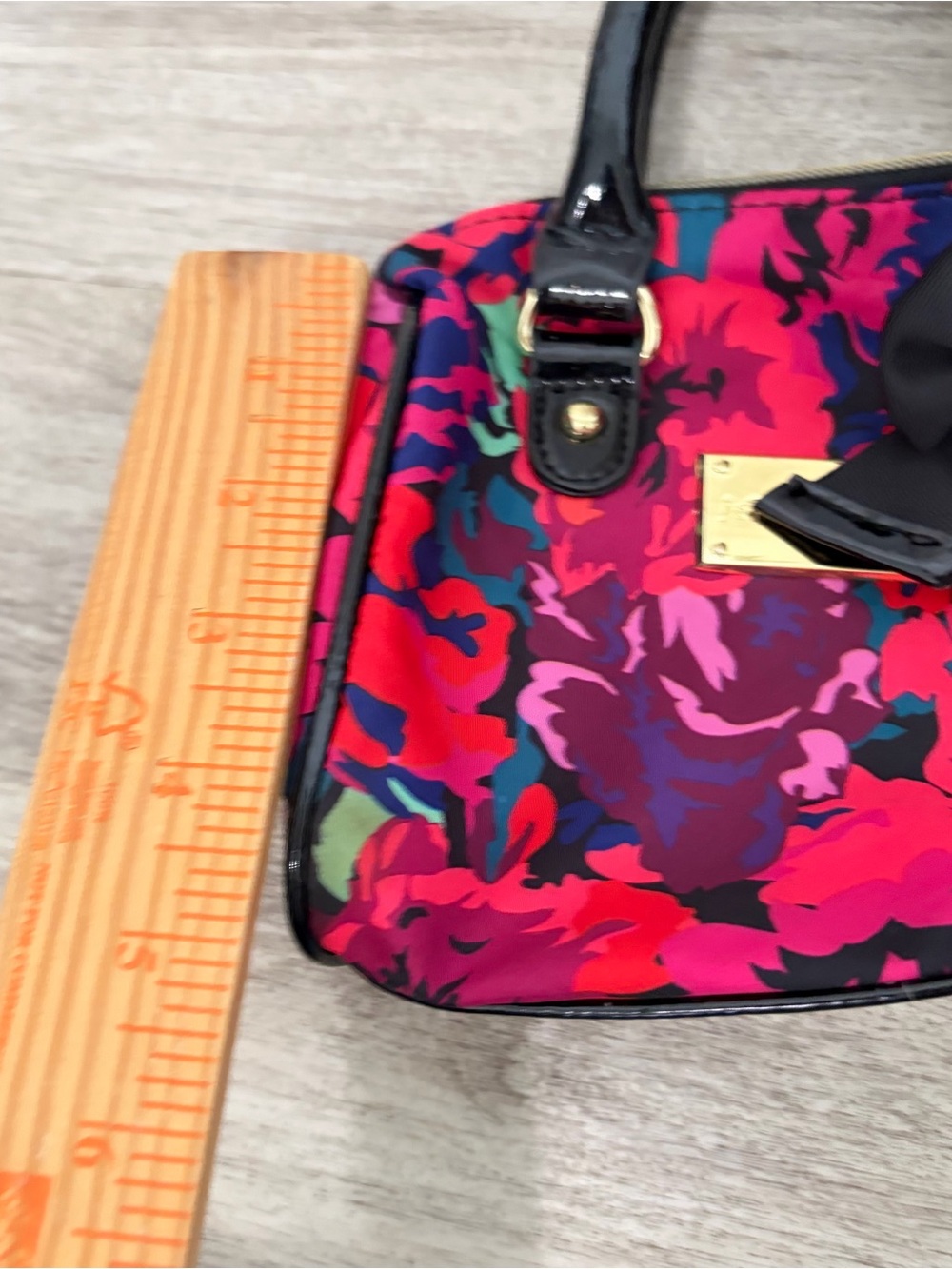 Betsey Johnson Mini Satchel Floral Pink Bow Bag Top Handle extra small - Picture 10 of 13